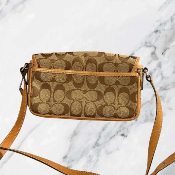 RESERVED for LuxHippieChic Coach Mini Field Shoulder Bag Tan Leather Trim Y2K - Picture 2 of 11